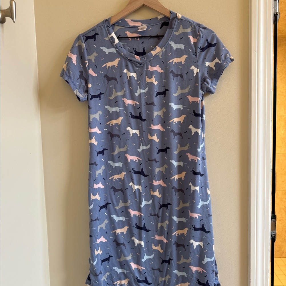Mia and Tess size small Blue dog print pajama dress